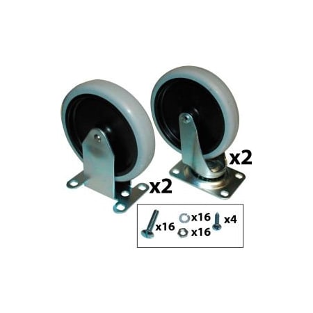 Specialmade Goods And Services Rubbermaid 5in Swivel/Rigid Plate Caster Kit with Hardware FG9T66L10000